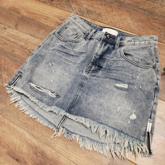 One by One Teaspoon Denim High Waist Super Fitted Short 2020 Mini Skirt - Picture 4 of 12